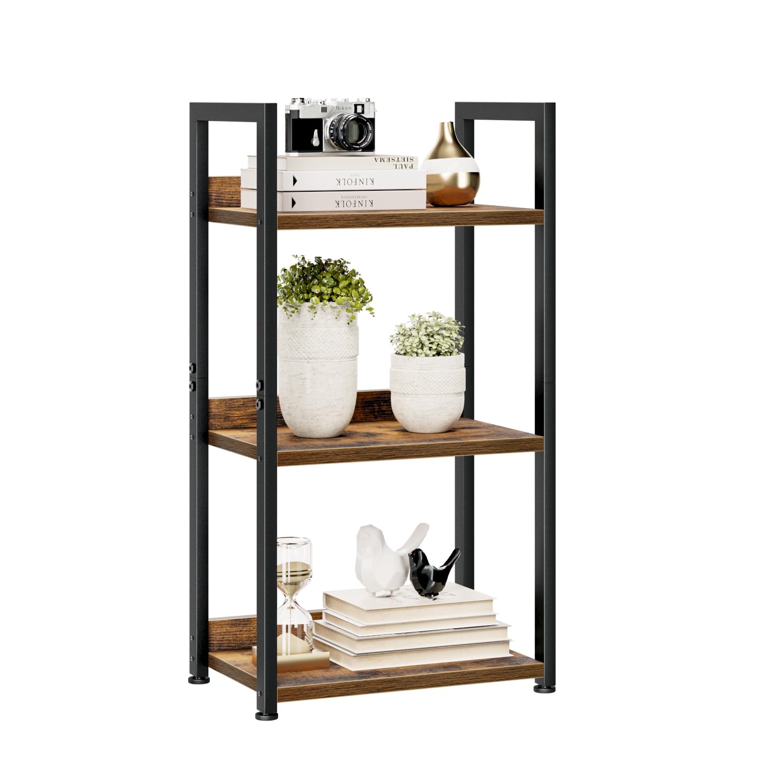 NUMENN Bookshelf, 5 Tier Bookshelves, Home Office Bookcase Shelf Storage Organizer, Free Standing Storage Shelving Unit for Bedroom, Living Room and Home Office, Vintage