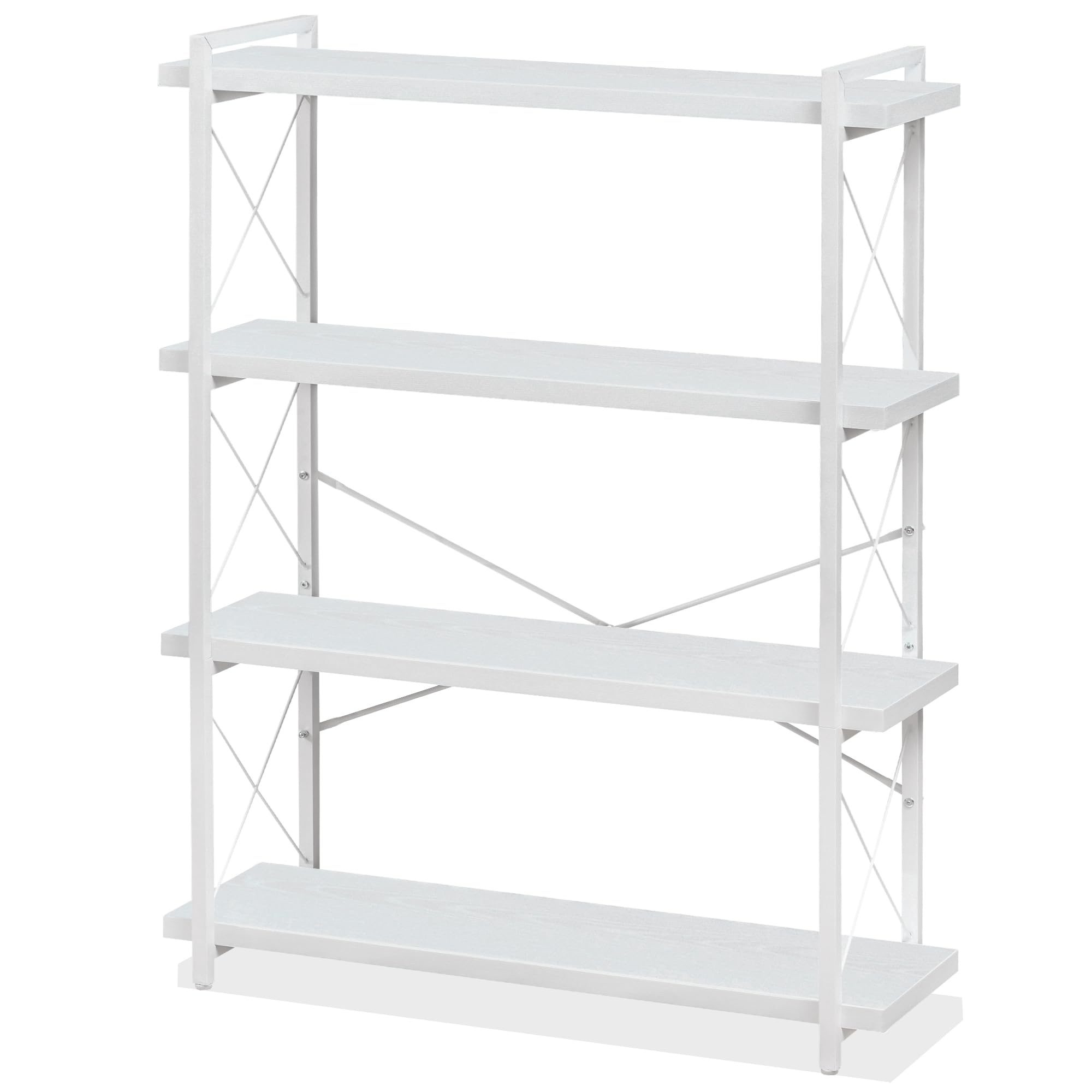 HCHQHS Bookshelf, 3-Tier Industrial Bookcase, Rustic Open Book Shelf, Wood and Metal Horizontal Bookshelves