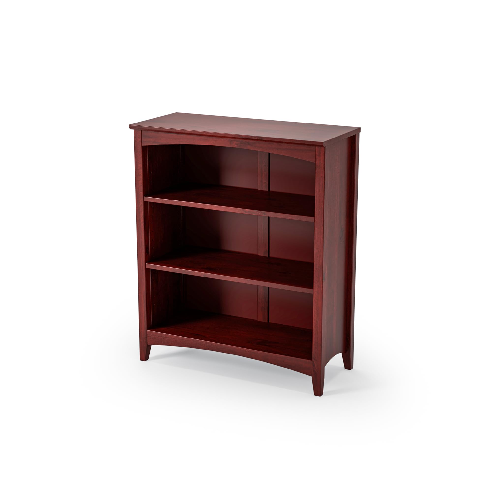 Camaflexi Shaker Style 3 Shelf Bookcase/Solid Wood / 36" High/Adjustable Shelving/Closed Back/Display Bookshelf for Living Room, Bedroom, Home and Office, Light Oak