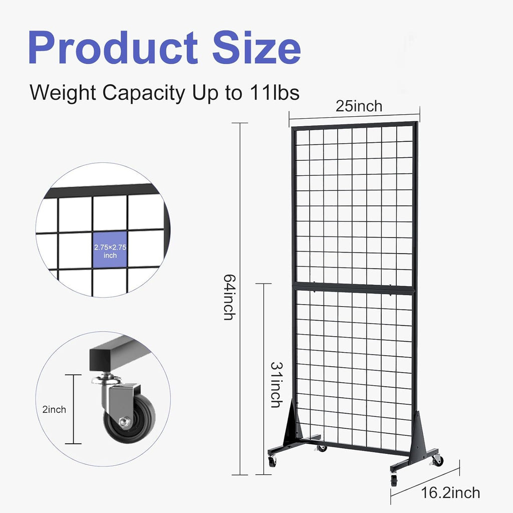 2-Pack 2'x5.5' Ft Gridwall Panel Display Stands 2'x5.5' Ft, Heavy Duty Floor Standing Retail Display Rack with Triangle Base for Retail Art Show
