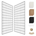 Wall Photo Grid Shelf, Wall Hanging Ins Art Display Grid Panel for Decor & Storage, Metal Wire Notice Boards & Memo Board, Mesh Tool Organiser, Wall Photo Frame 2 Pcs (Black, 15.7 x 31.5 inches)