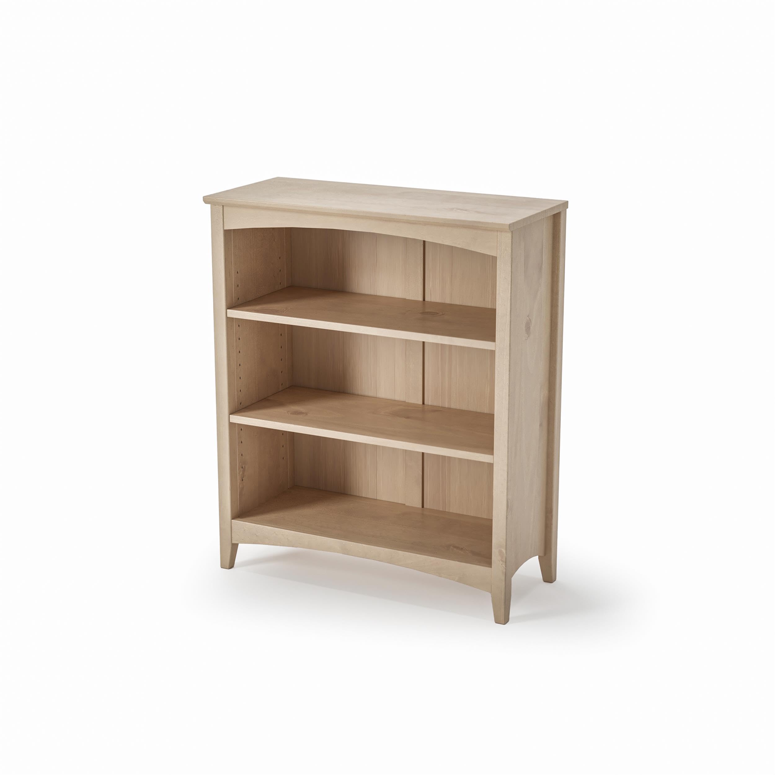 Camaflexi Shaker Style 3 Shelf Bookcase/Solid Wood / 36" High/Adjustable Shelving/Closed Back/Display Bookshelf for Living Room, Bedroom, Home and Office, Light Oak