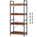 HCHQHS Adjustable 6 Tier Open Bookcase, Rustic Farmhouse Book Shelves, Industrial Wood and Black Metal Bookshelves, Mid Century Bookcase for Home Office Living Room Bedroom