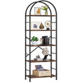 Shintenchi Bookshelf, Arched Bookshelf 5 Tier Bookcase, Tall Shelf for CDs/Books, Home Office Shelf Storage Organizer, Modern Book Shelf for Bedroom/Living Room, Rustic Brown