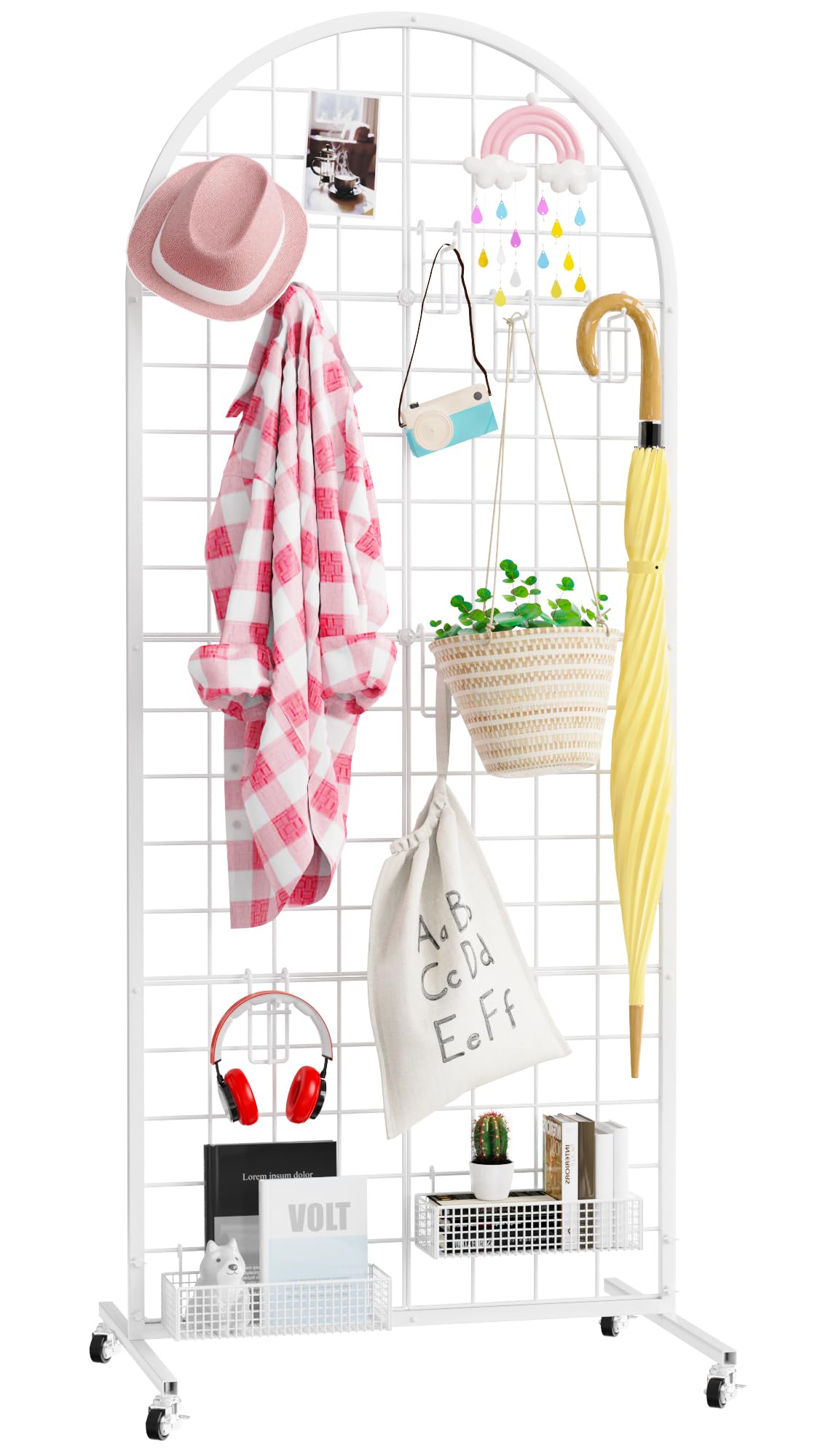 Asee'm Grid Wall Panels Display Stand 2' x 5.2' FT Black Movable Wire Grid Wall Display Rack Heavy Floorstanding Detachable Girdwall Panel with T-Base for Craft Show Rack, Retail Displays 1PCS