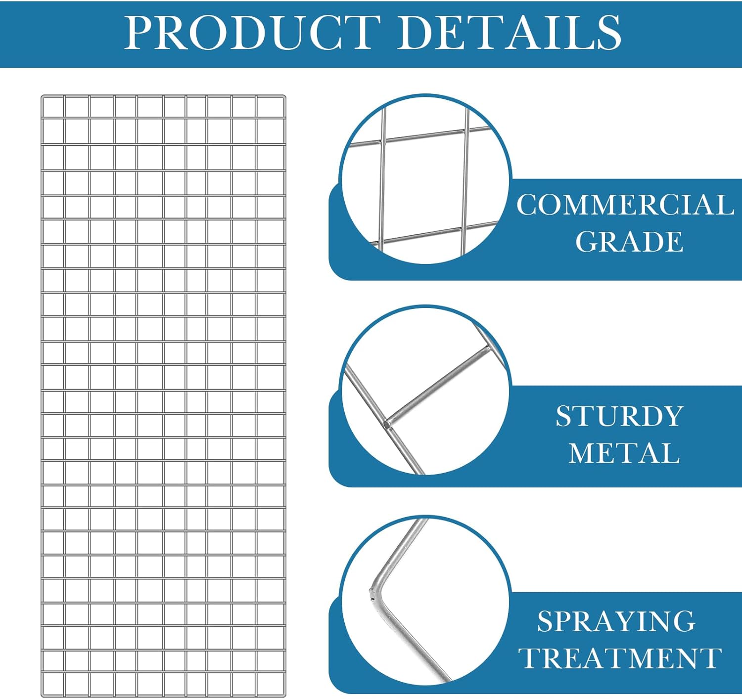Hicarer 6 Pcs Commercial Grade Gridwall Panels for Display, Heavy Duty Wire Grid Wall Display Rack Metal Wall Mount Grid with 60 White Hooks for Retail Display Home Storage Vendor Events(2 x 5 ft)
