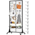 2'x5.5' Ft Gridwall Panel Display Stands Heavy Duty Floor Standing Retail Display Rack with Triangle Base for Retail Art Show With 10 Hooks