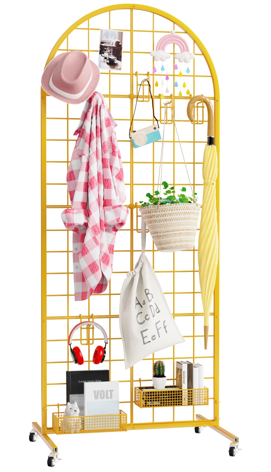 Asee'm Grid Wall Panels Display Stand 2' x 5.2' FT Black Movable Wire Grid Wall Display Rack Heavy Floorstanding Detachable Girdwall Panel with T-Base for Craft Show Rack, Retail Displays 1PCS