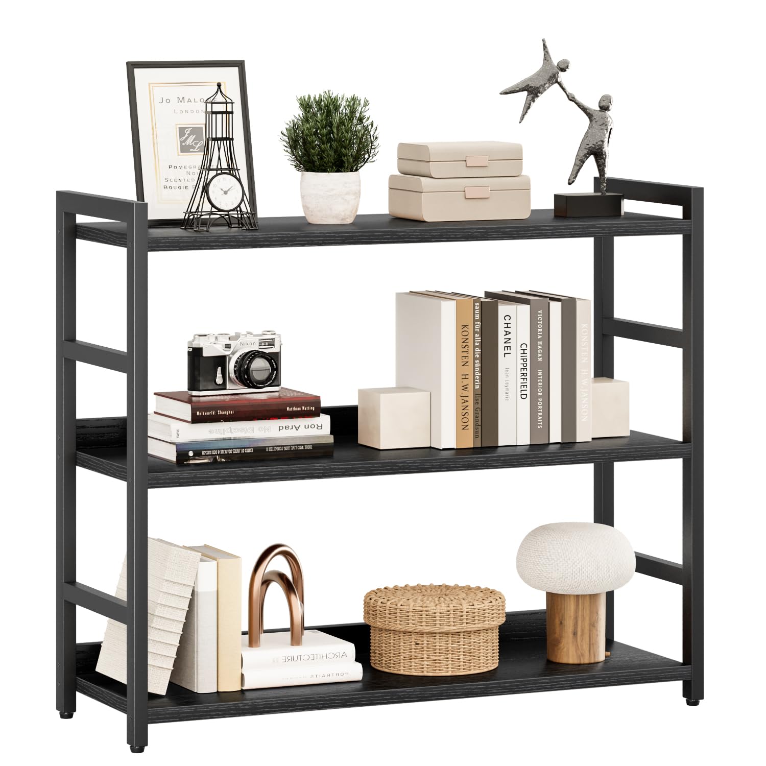 NUMENN Bookshelf, 5 Tier Bookshelves, Home Office Bookcase Shelf Storage Organizer, Free Standing Storage Shelving Unit for Bedroom, Living Room and Home Office, Vintage