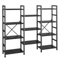 SUPERJARE Triple Bookshelf, Bookcase with 11 Open Display Shelves, Wide Book Shelf Book Case for Home & Office, 4 Tier, Brown