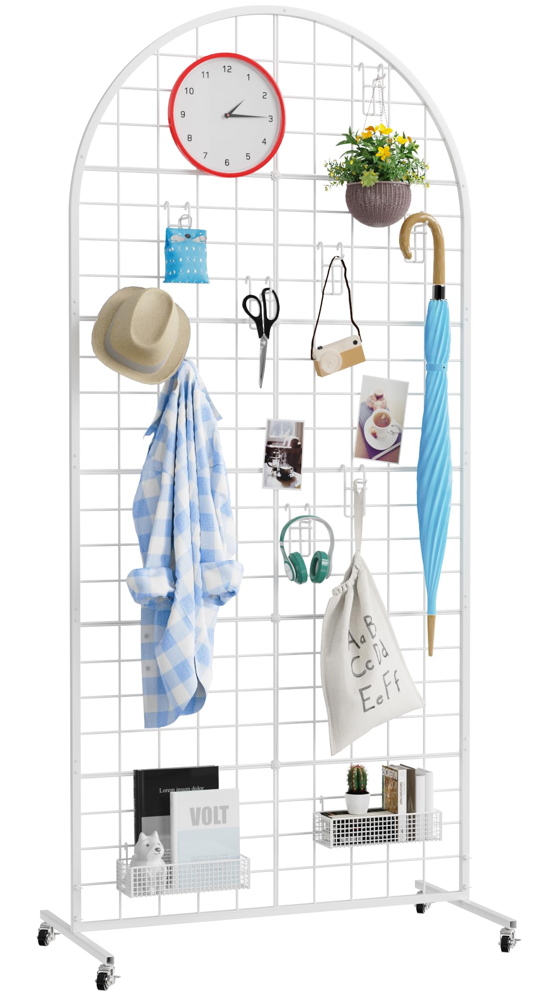 Asee'm Grid Wall Panels Display Stand 2' x 5.2' FT Black Movable Wire Grid Wall Display Rack Heavy Floorstanding Detachable Girdwall Panel with T-Base for Craft Show Rack, Retail Displays 1PCS