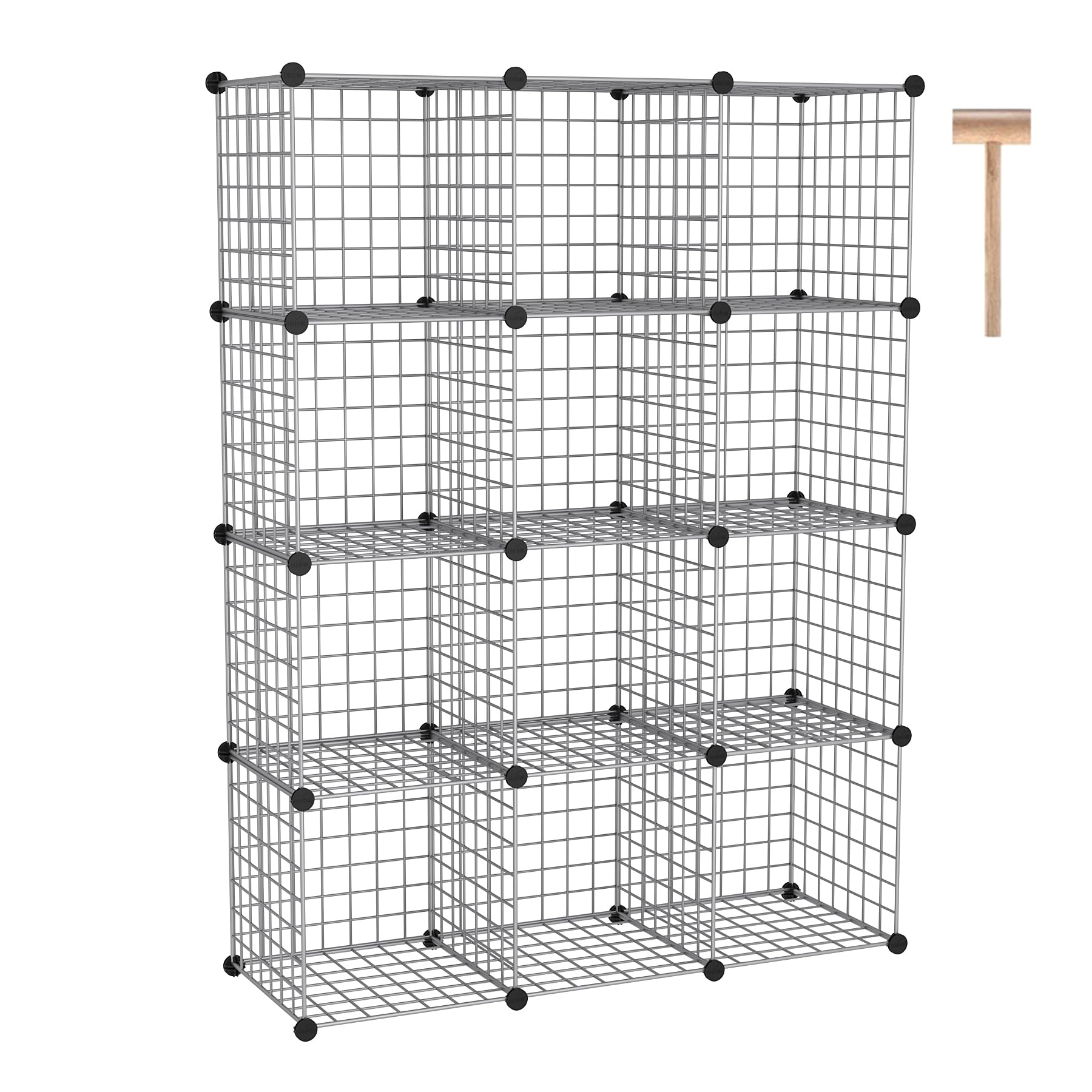 C&AHOME Wire Cube Storage, 12-Cube Storage Organizer Metal, C Grids Storage Bins Shelving, Modular Bookshelf Shelf, Closet Cabinet Ideal for Bedroom, Office 36.6”L x 12.4”W 48.4”H Black