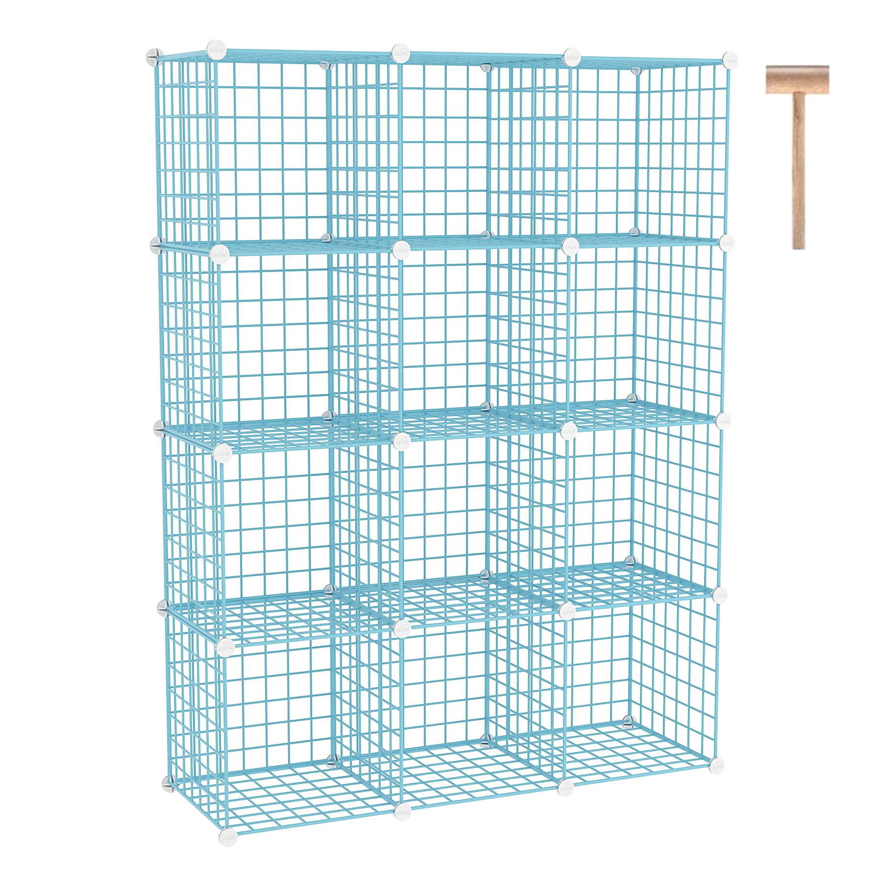 C&AHOME Wire Cube Storage, 12-Cube Storage Organizer Metal, C Grids Storage Bins Shelving, Modular Bookshelf Shelf, Closet Cabinet Ideal for Bedroom, Office 36.6”L x 12.4”W 48.4”H Black