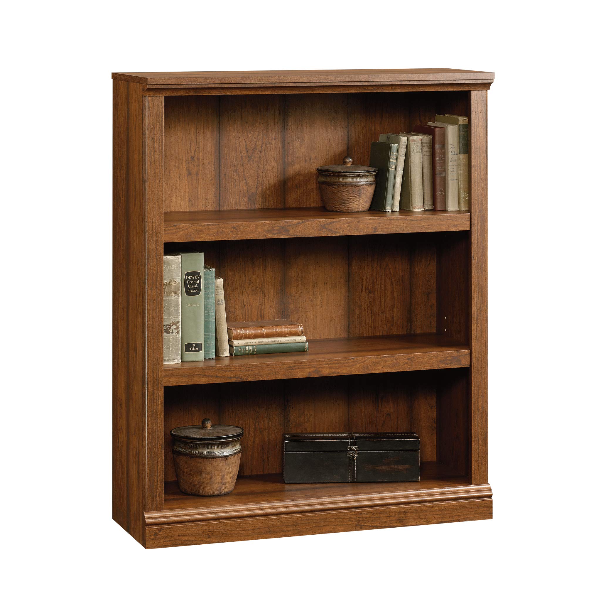 Sauder 3 Tier Book Shelf Wooden Bookcase Multipurpose Bookshelf for Home Office, Living Room, in Vintage Oak