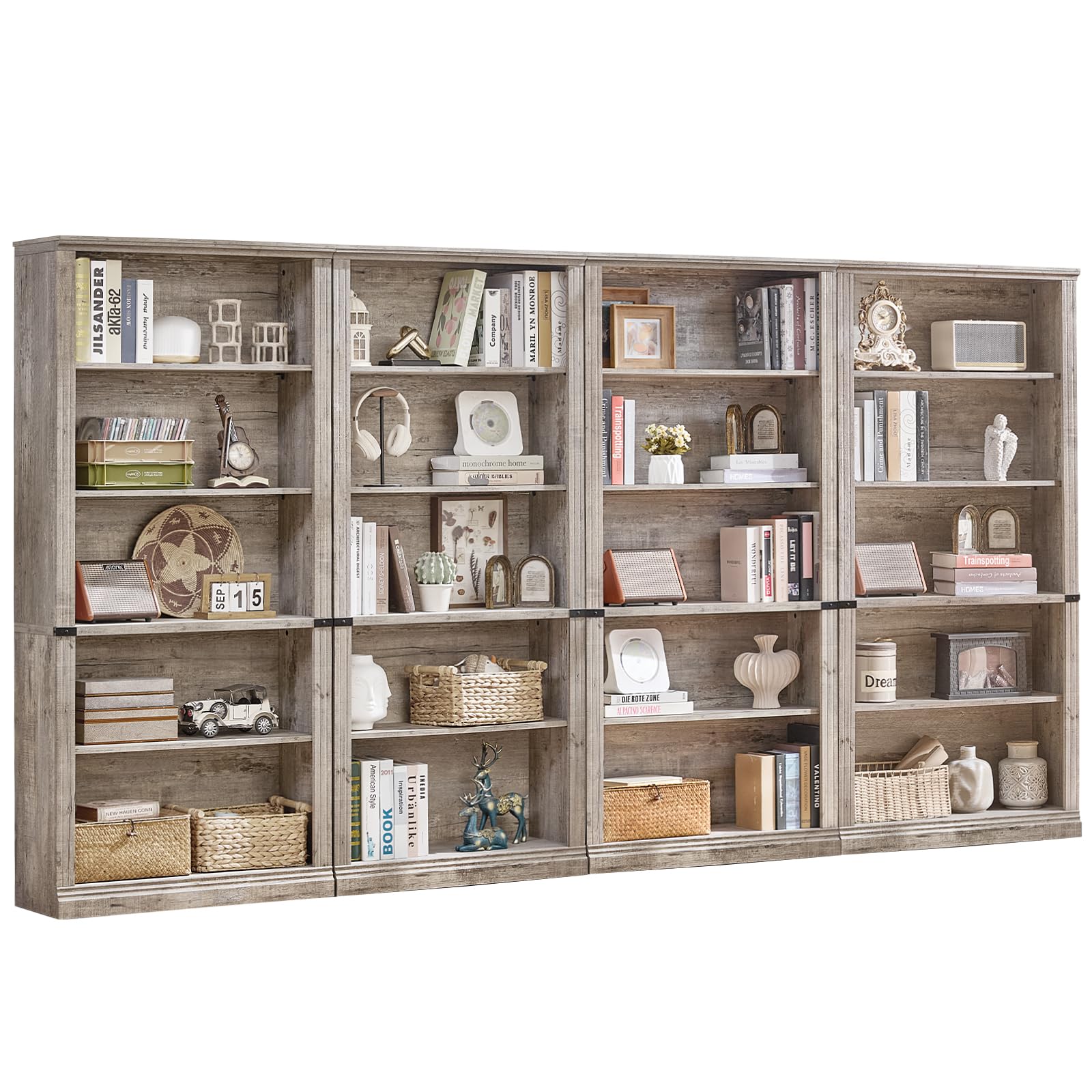 RWYHG 43" Walnut Tall Bookshelf,3-Tier Thick Wooden Book Shelf with Adjustable Shelves,Free Standing Farmhouse Bookcase with Open Display Storage,Floor Vintage Bookshelves for Living Room,Office