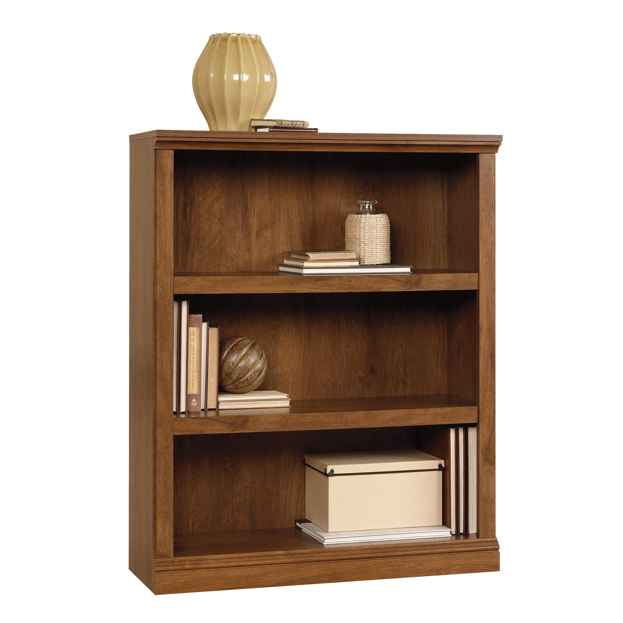 Sauder 3 Tier Book Shelf Wooden Bookcase Multipurpose Bookshelf for Home Office, Living Room, in Vintage Oak