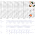 Hicarer 6 Pcs Commercial Grade Gridwall Panels for Display, Heavy Duty Wire Grid Wall Display Rack Metal Wall Mount Grid with 60 White Hooks for Retail Display Home Storage Vendor Events(2 x 5 ft)