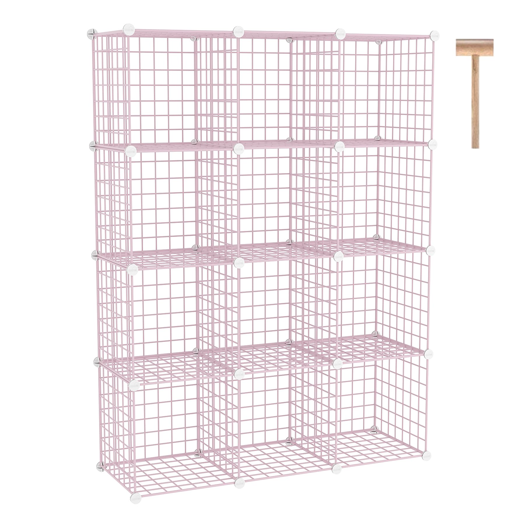 C&AHOME Wire Cube Storage, 12-Cube Storage Organizer Metal, C Grids Storage Bins Shelving, Modular Bookshelf Shelf, Closet Cabinet Ideal for Bedroom, Office 36.6”L x 12.4”W 48.4”H Black