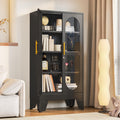 PAOFIN 71" H Locking Display Cabinet with Glass Door, Metal Curio Cabinets with 4 Adjustable Shelves, Tall Liquor Cabinet Display Case for Living Room, Collectibles, Home - Assembly Required Black