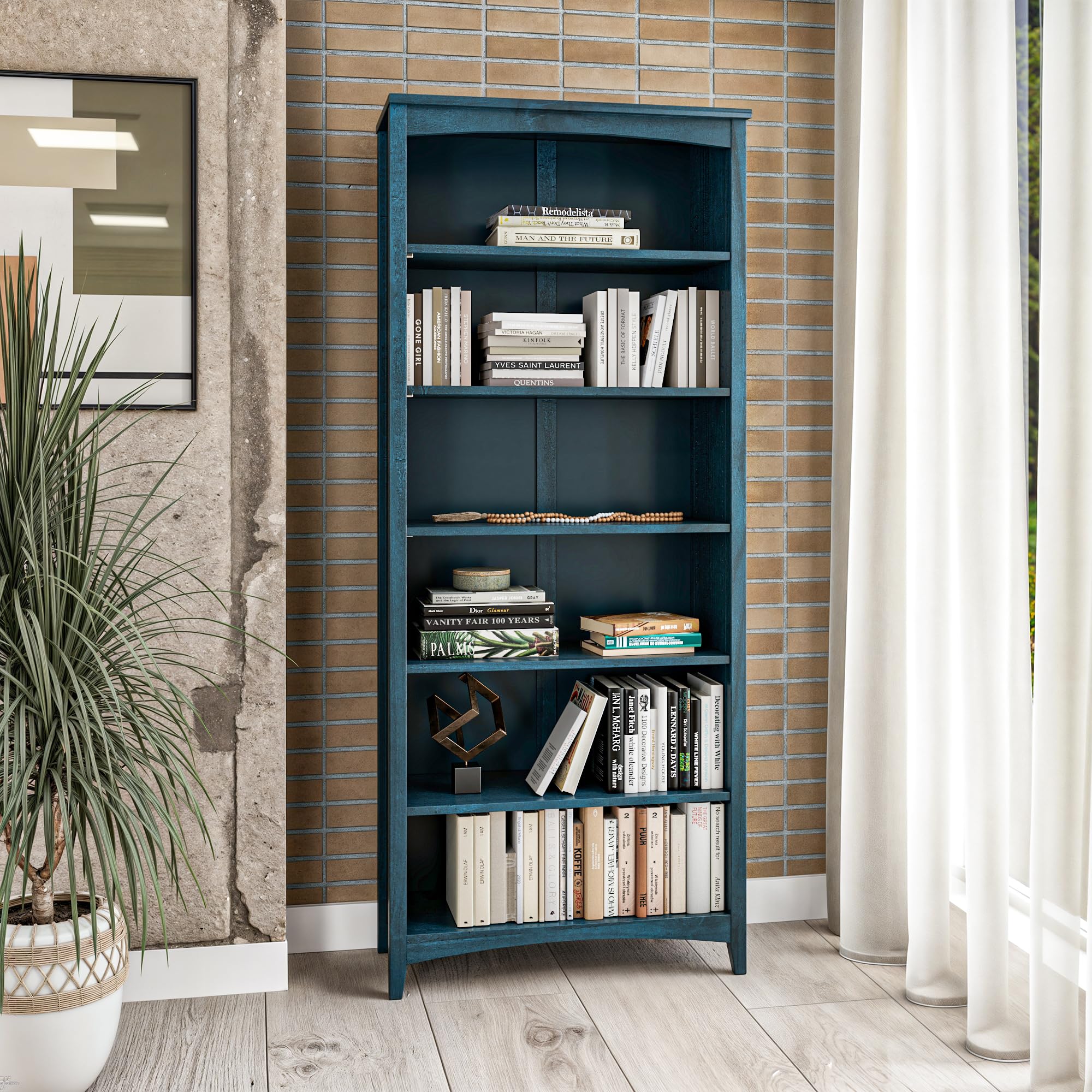 Camaflexi Shaker Style 3 Shelf Bookcase/Solid Wood / 36" High/Adjustable Shelving/Closed Back/Display Bookshelf for Living Room, Bedroom, Home and Office, Light Oak
